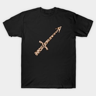 Sagittarius Zodiac Horoscope Symbol in Leopard Print T-Shirt